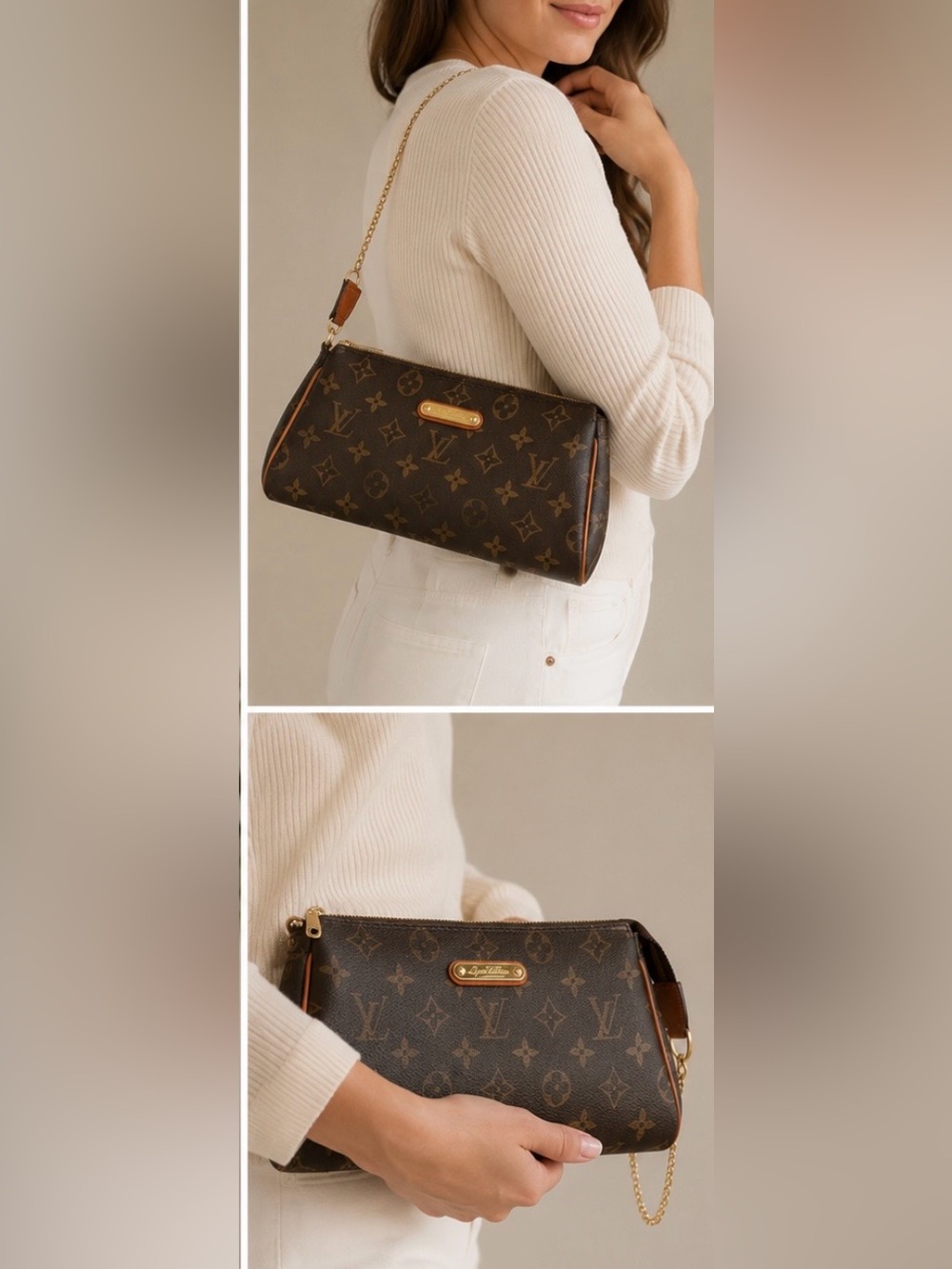 Louis Vuitton Eva Monogram Canvas Crossbody Clutch M95567 Authentic - Picture 3 of 16